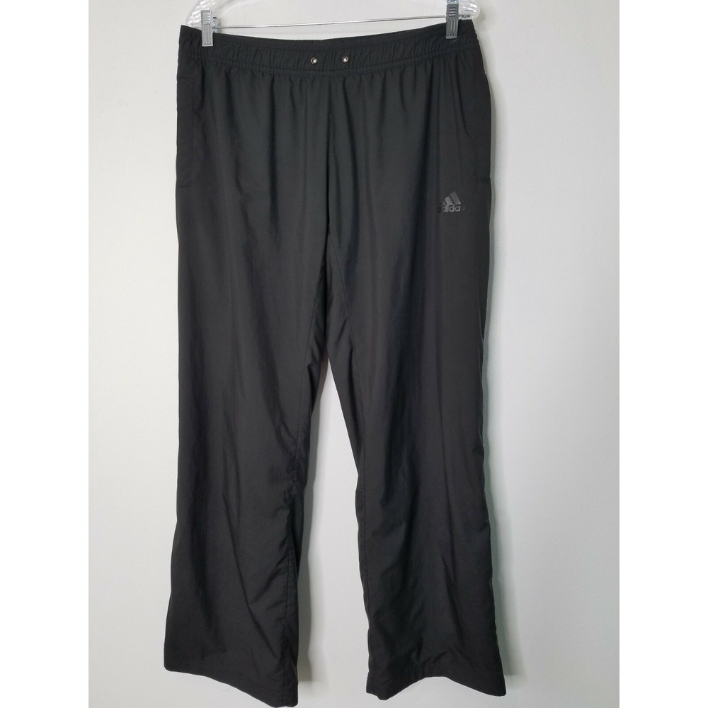 Adidas Womens Athletic Pants Large‎ Black Elastic Waist Mesh Lined Windbreaker